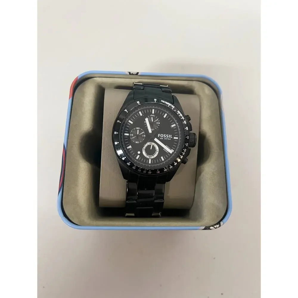 Fossil CH2601 Decker Men's Black Chronograph Watch, Stainless Steel Wristwatch